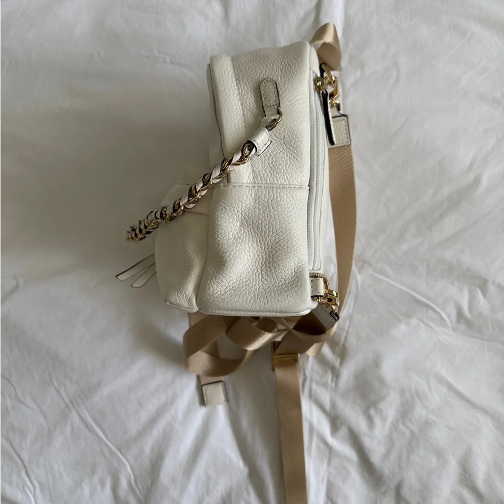 Michael Kors White and Gold Mini Leather Convertible Backpack - Picture 5 of 8
